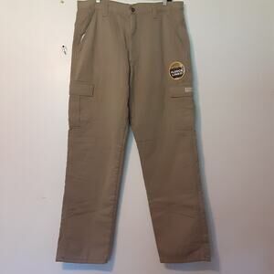 EUC Wrangler Fleece Lined Cargo Pants Mens 36x34 Khaki Tan Loose Fit Tan
